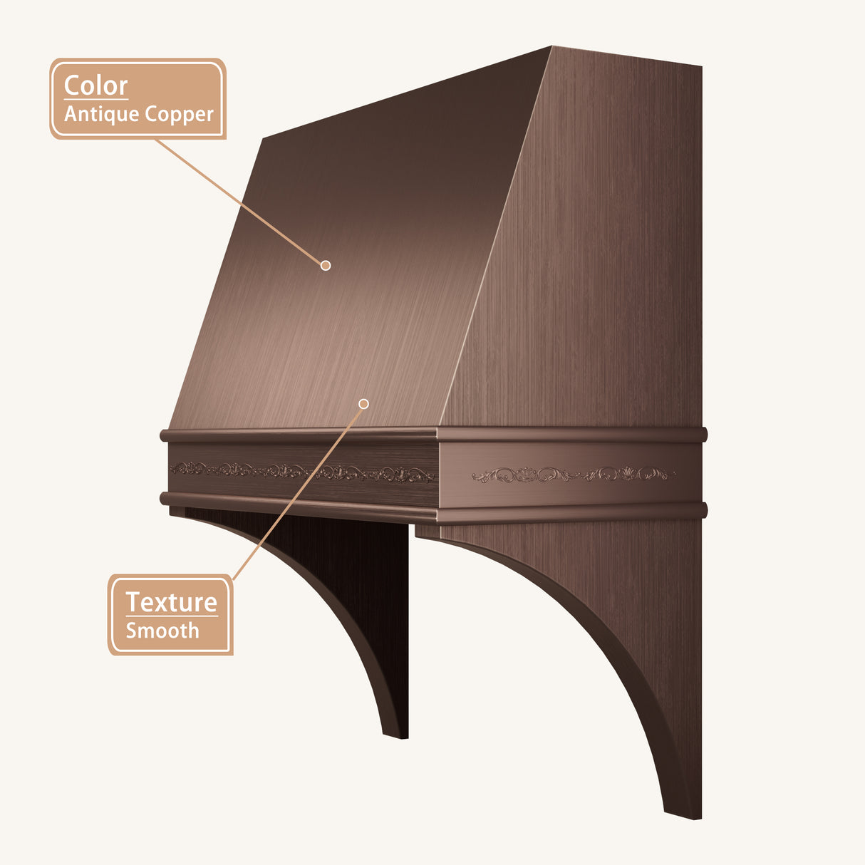 USA Retro Copper Custom Kitchen Hood with Apron URHC-13