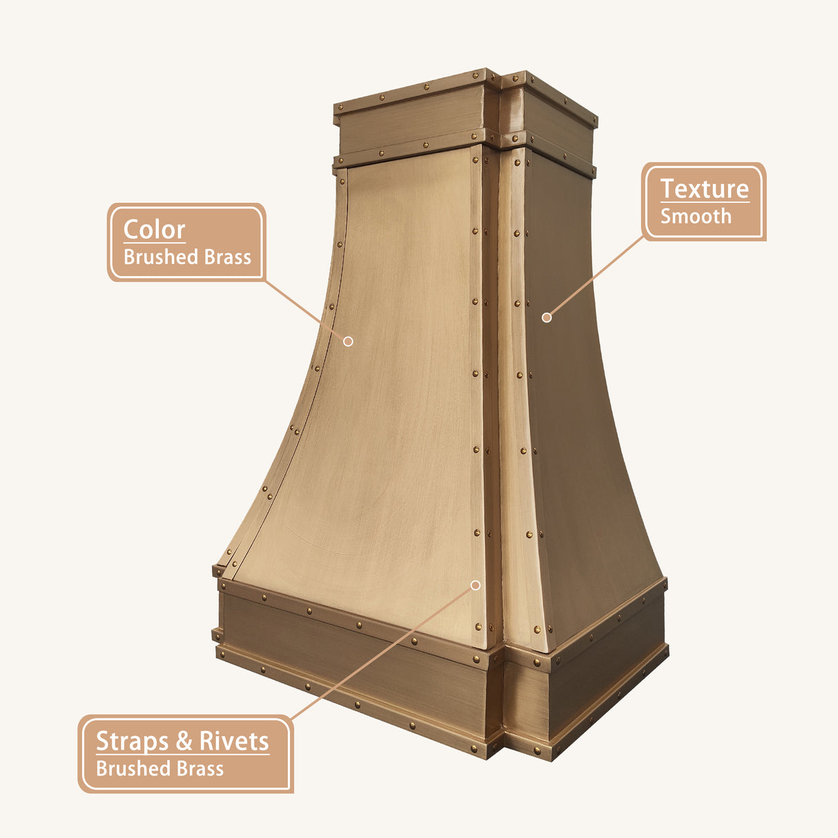 USA Brass Kitchen Range Hood with Parallel Curved Design URHB-47