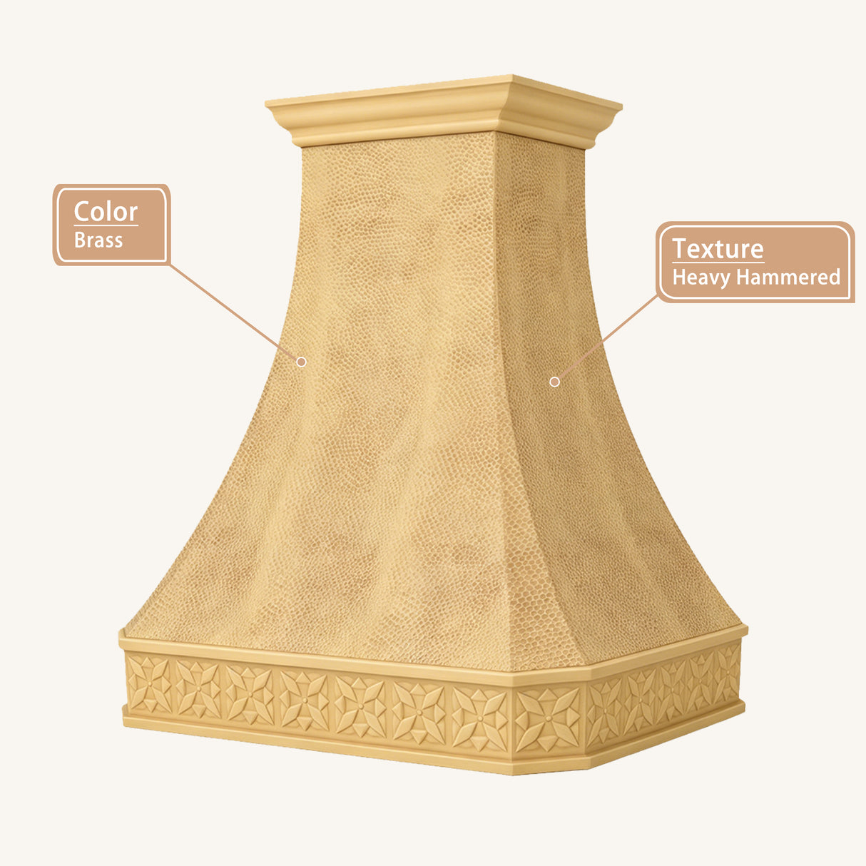 USA Luxury Handmade Brass Stove Hood with Heavy Hammered Finish URHB-126