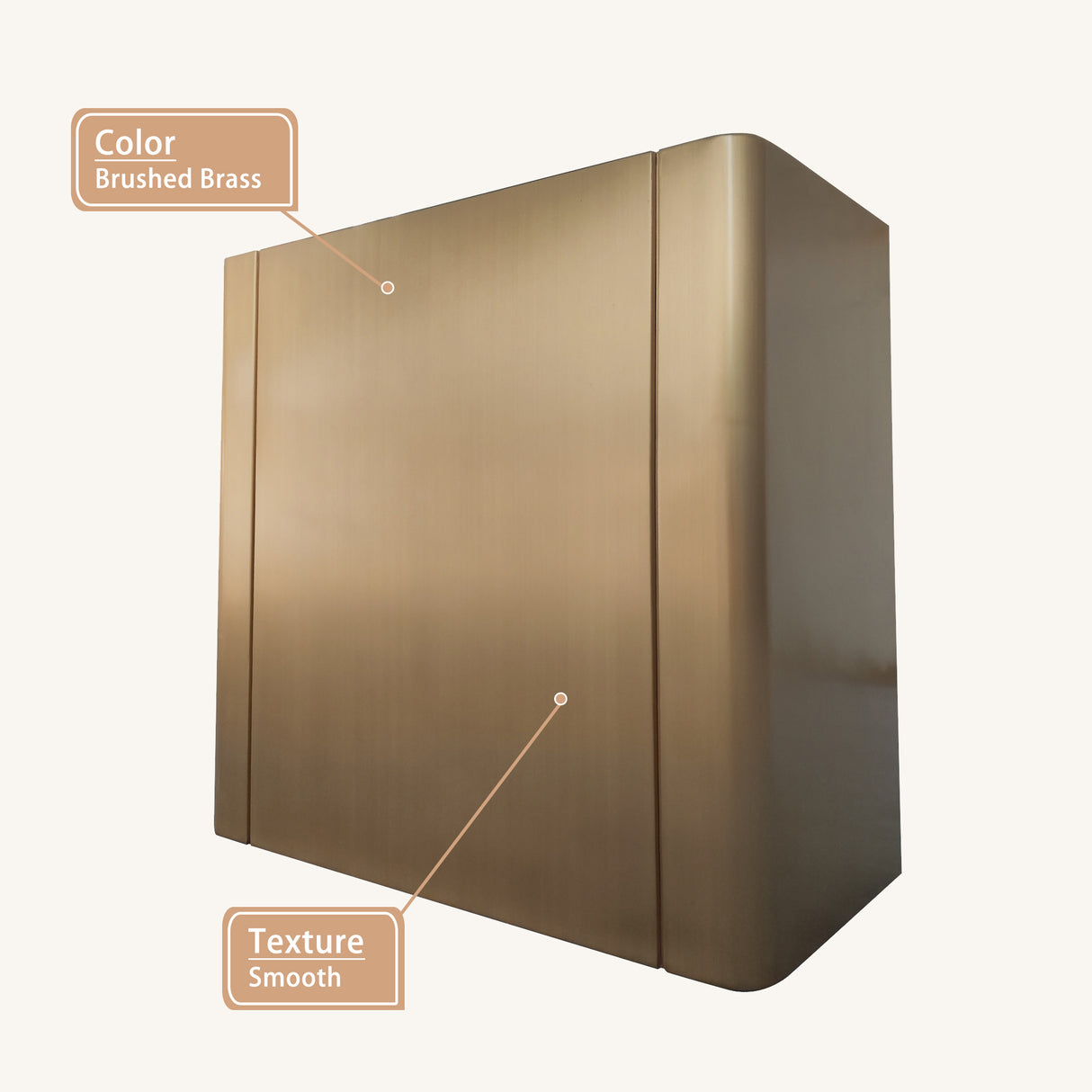 USA Custom Brushed Brass Range Hood with Box Shape URHB-30