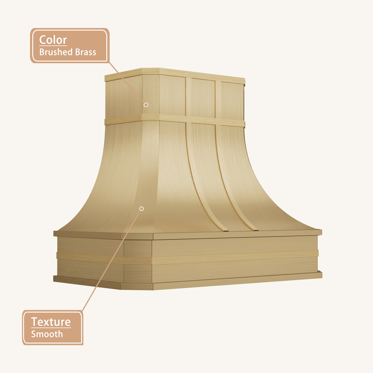 USA Designer Custom Brushed Brass Vent Hood URHB-116