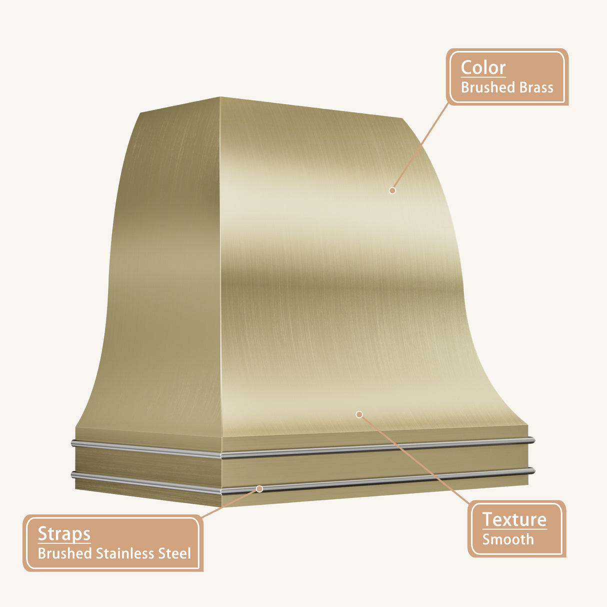 USA Artisan Bell Shaped Custom Brass Exhaust Hood URHB-124