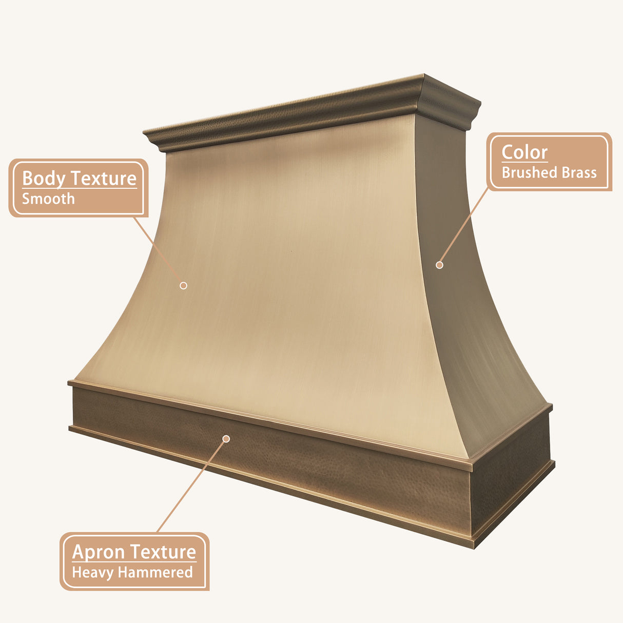 USA Custom Brass Range Hood with Artisan Curved Shaped URHB-77