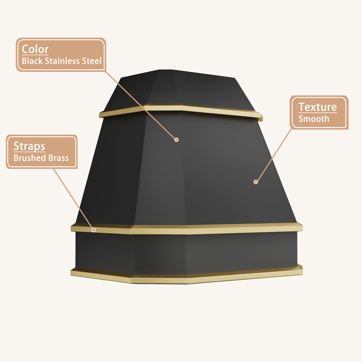 USA Texas Custom Black Stainless Steel Stove Hood URHS-233