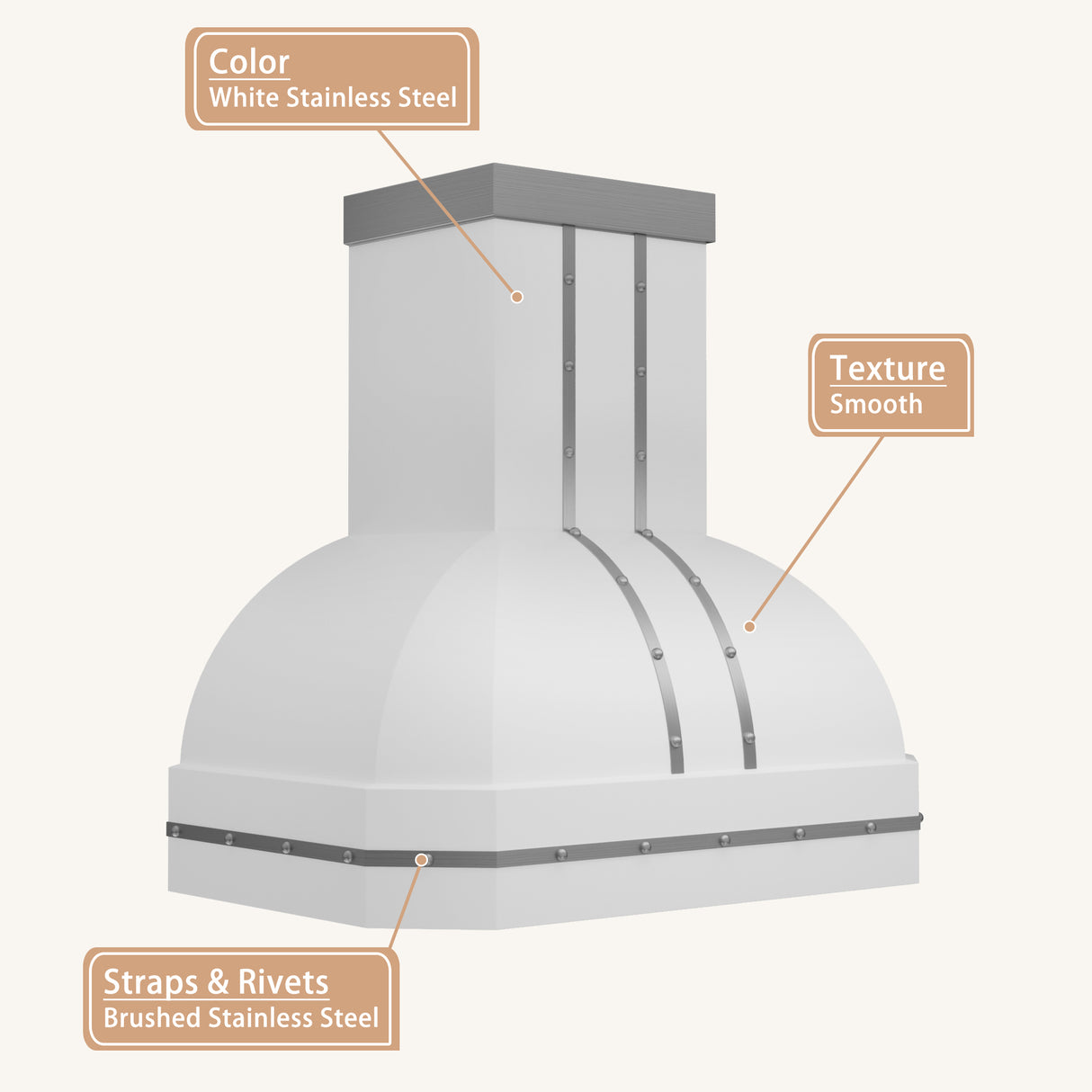 USA Minimal Custom White Stainless Steel Exhaust Hood URHS-235
