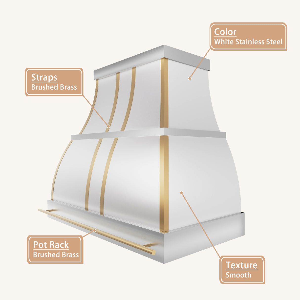 USA California White Stainless Steel Custom Range Hoods URHS-24