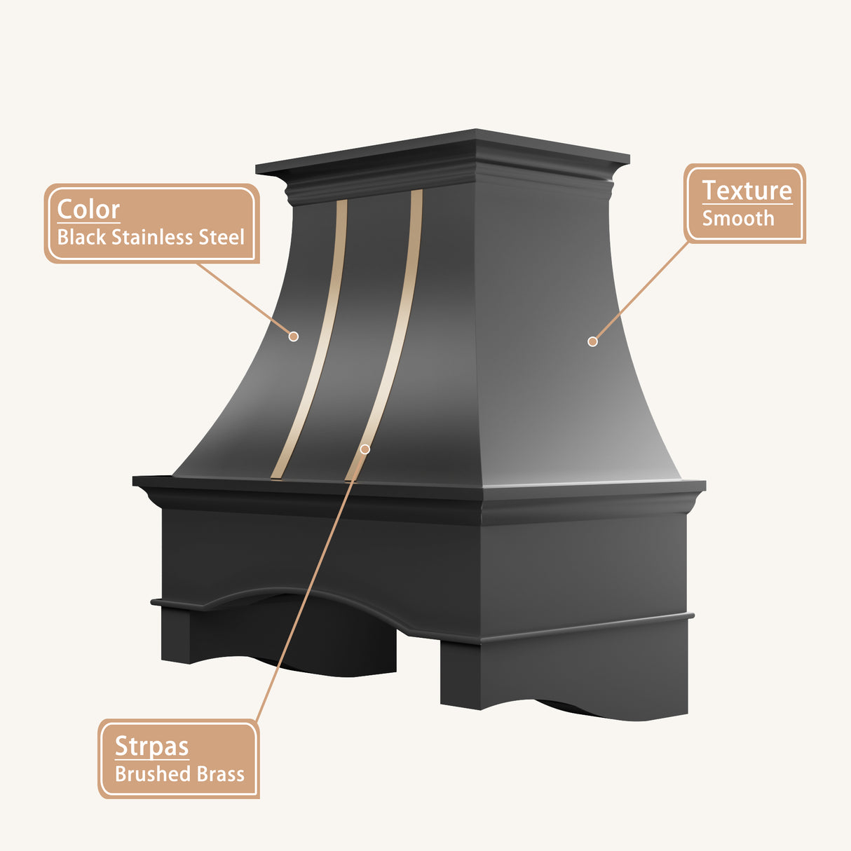 USA Luxury Black Stainless Steel Custom Range Hood URHS-17