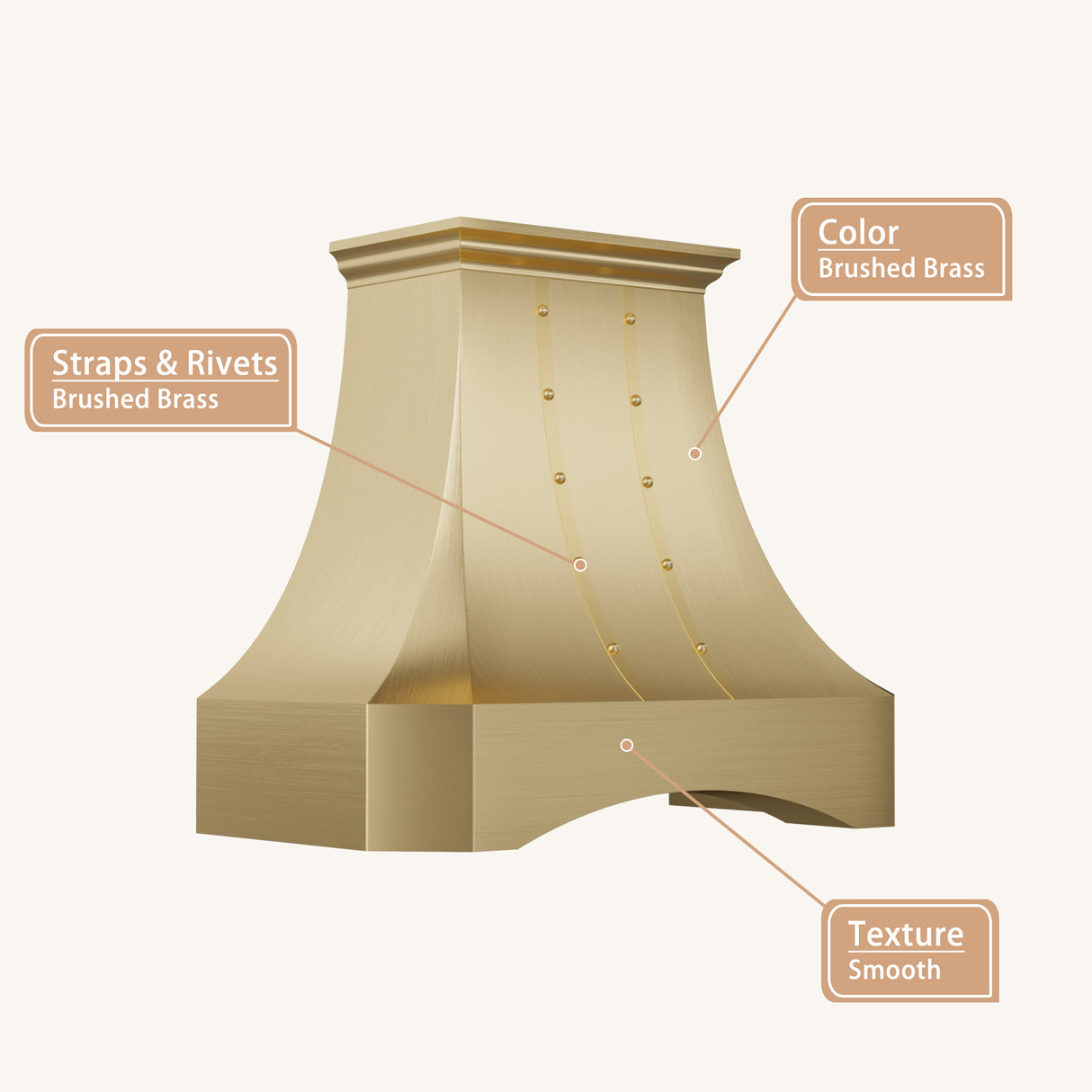 USA Custom Luxury Brass Range Hood with Arch Apron URHB-95