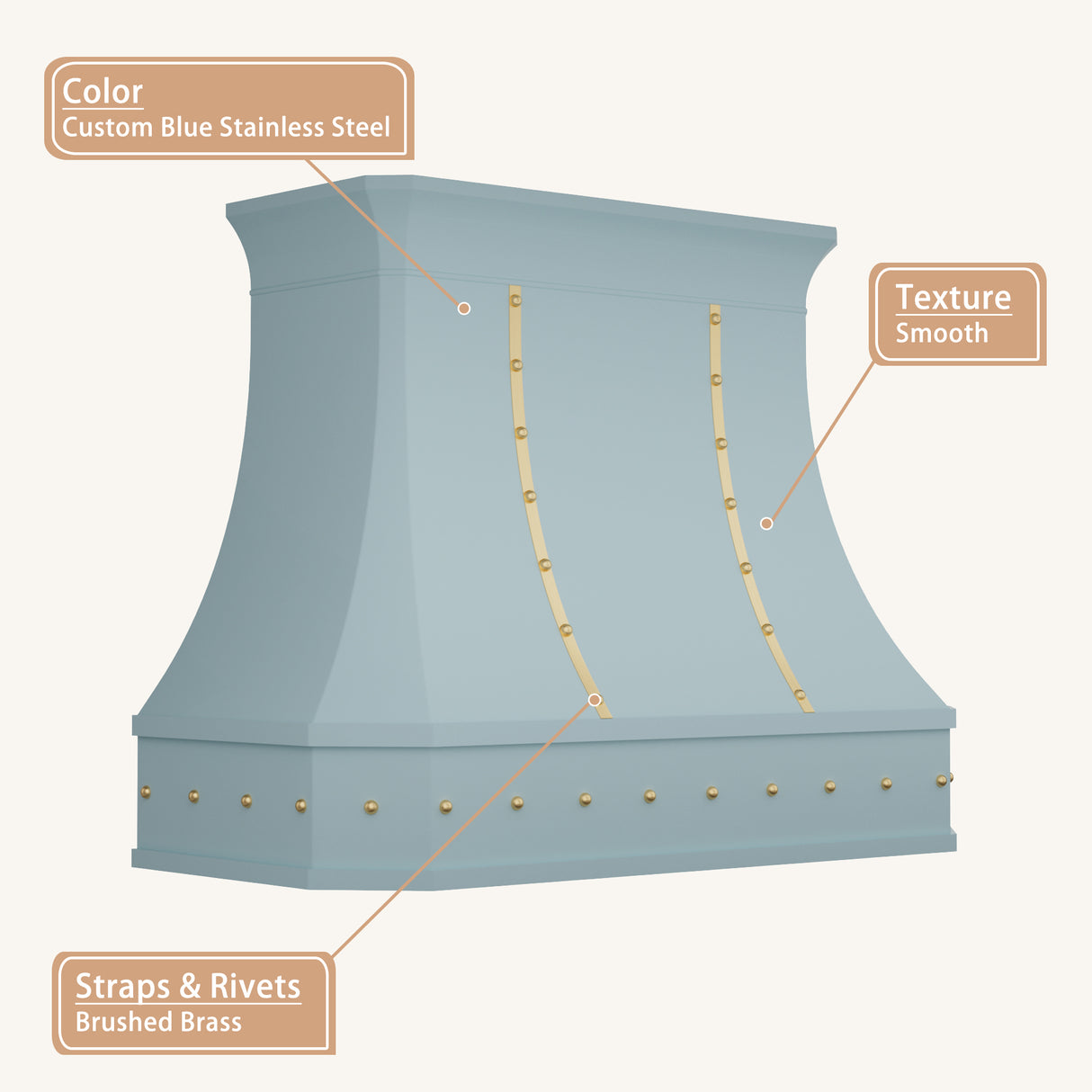 USA Custom Baby Blue Luxury Stainless Steel Vent Hood URHS-227