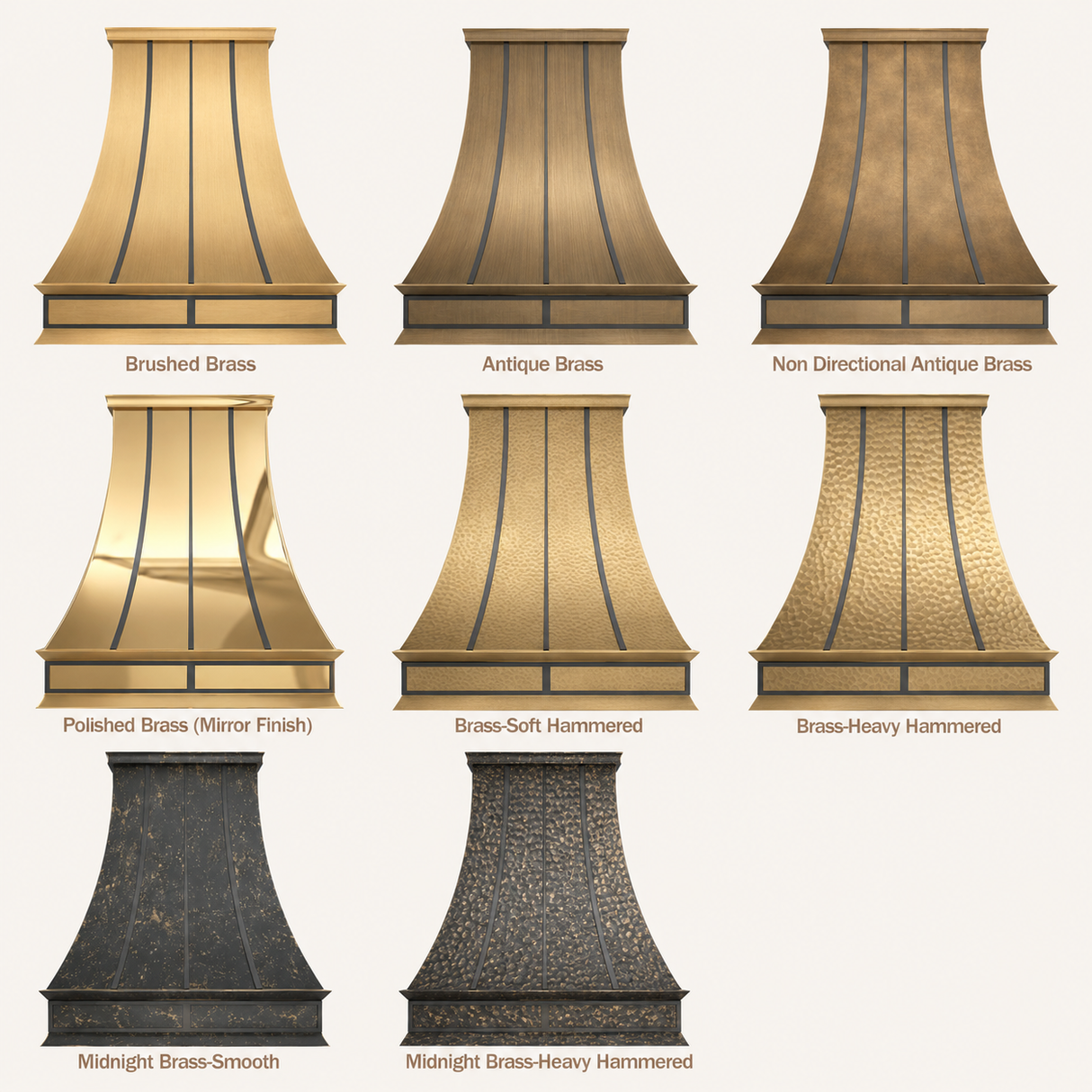 USA Wall Mount Brass Vent Hood with Dark Straps URHB-07