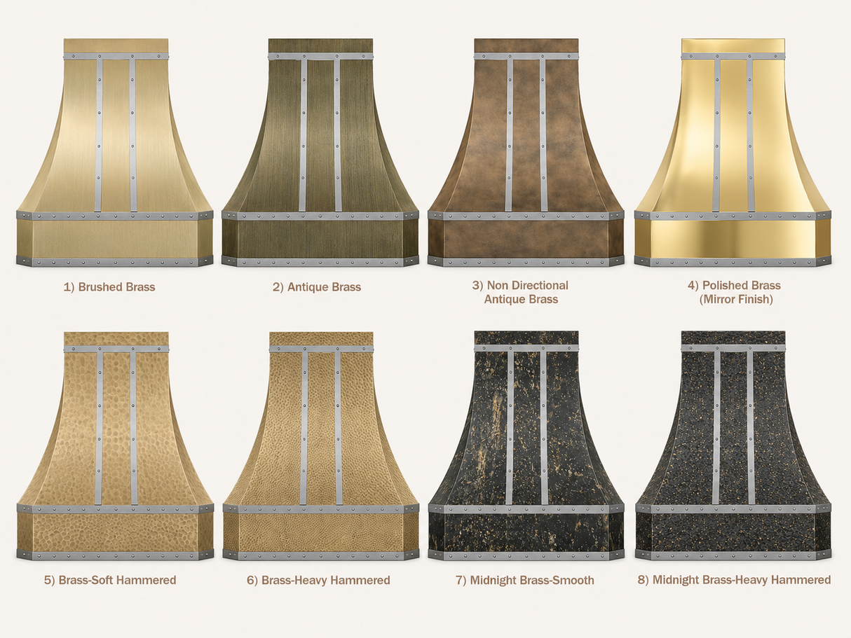 USA Decorative Custom Brass Range Hood with Stainless Steel Straps URHB-20