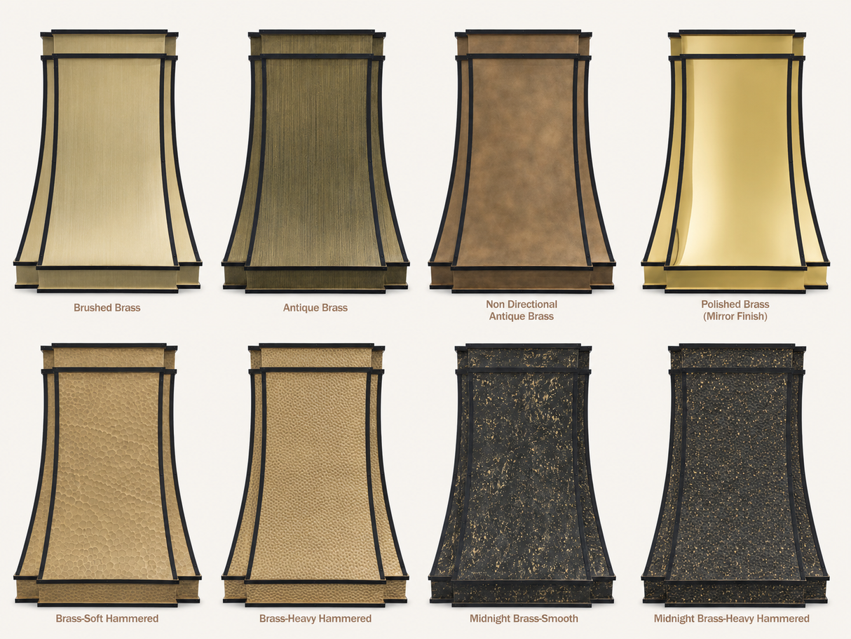 USA Custom Brass Kitchen Vent Hoods with Black Straps URHB-36
