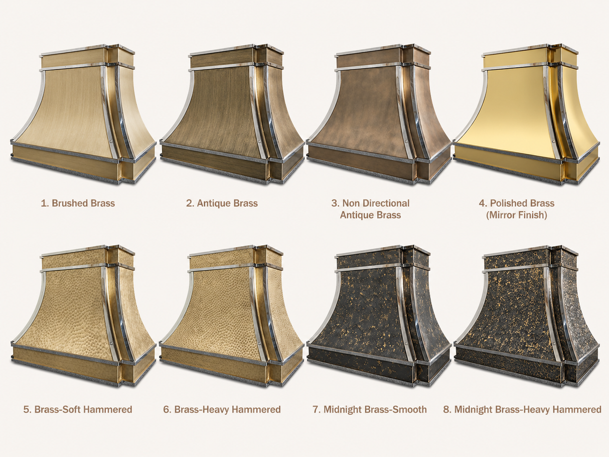USA New York Brass Vent Hood with Polished Stainless Steel Straps URHB-56