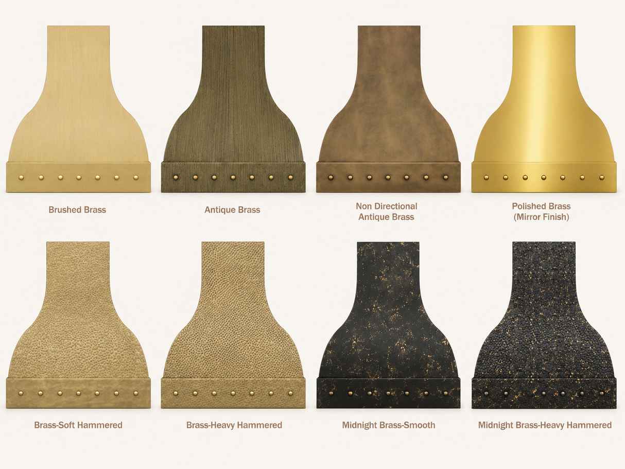 USA Luxury Bell Shaped Brass Vent Hood with Soft Hammered Texture URHB-60