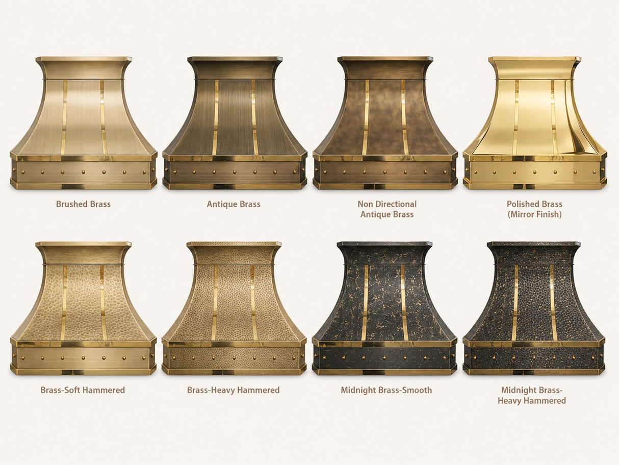 USA Classic Antique Brass Vent Hood with Brass Straps URHB-66