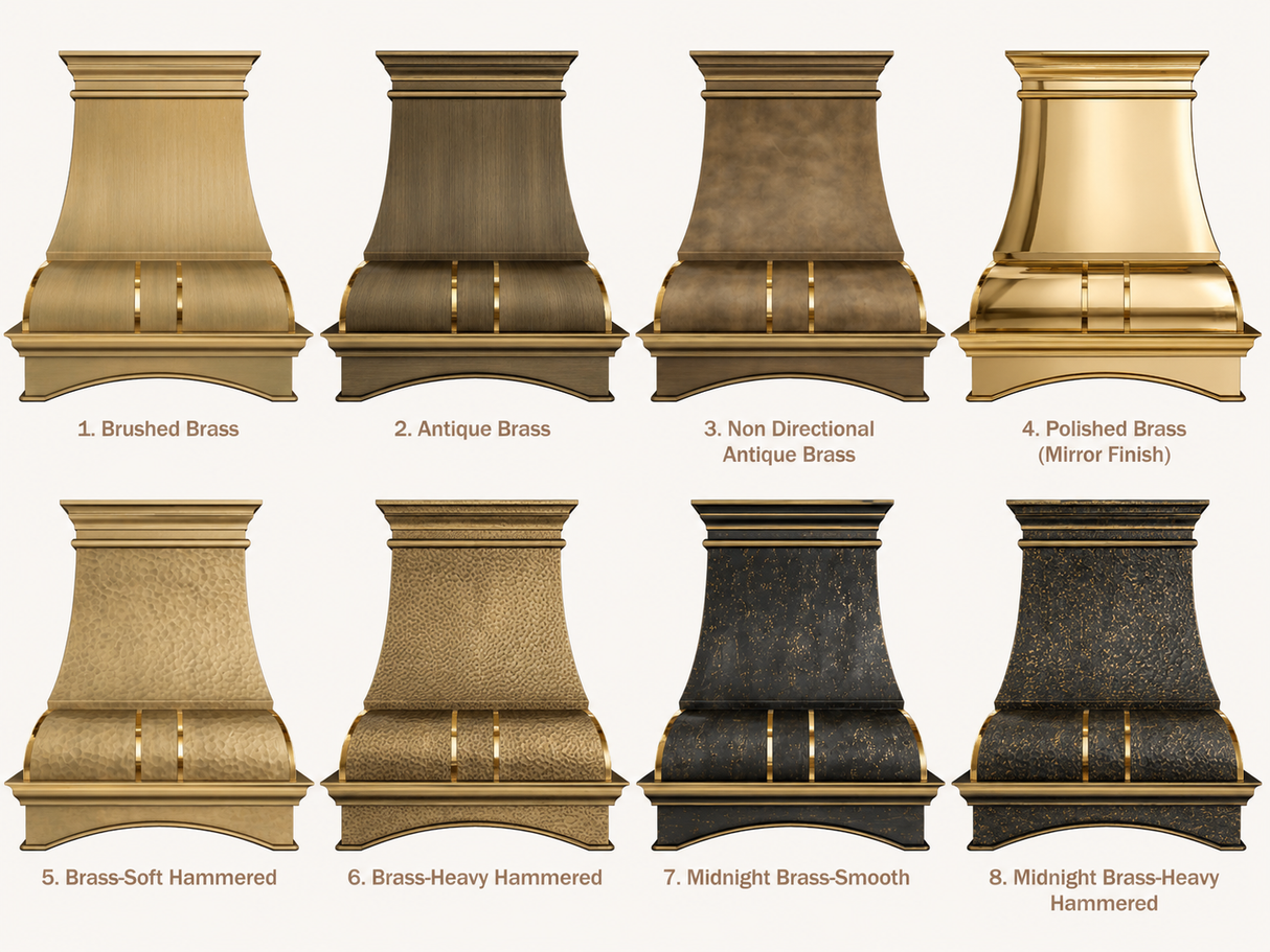 USA Classic Brass Kitchen Hood Featuring Polished Brass Straps URHB-94