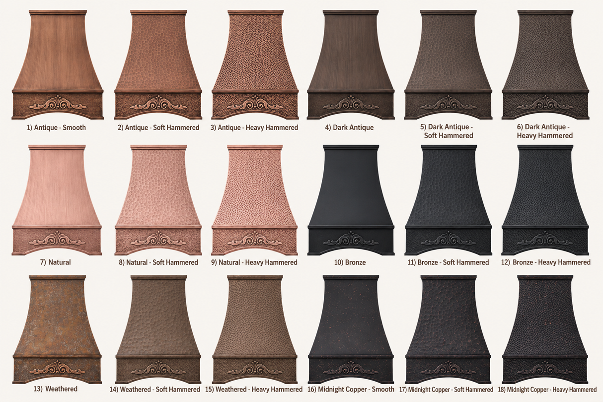 USA Arched Custom Copper Kitchen Range Hoods URHC-04