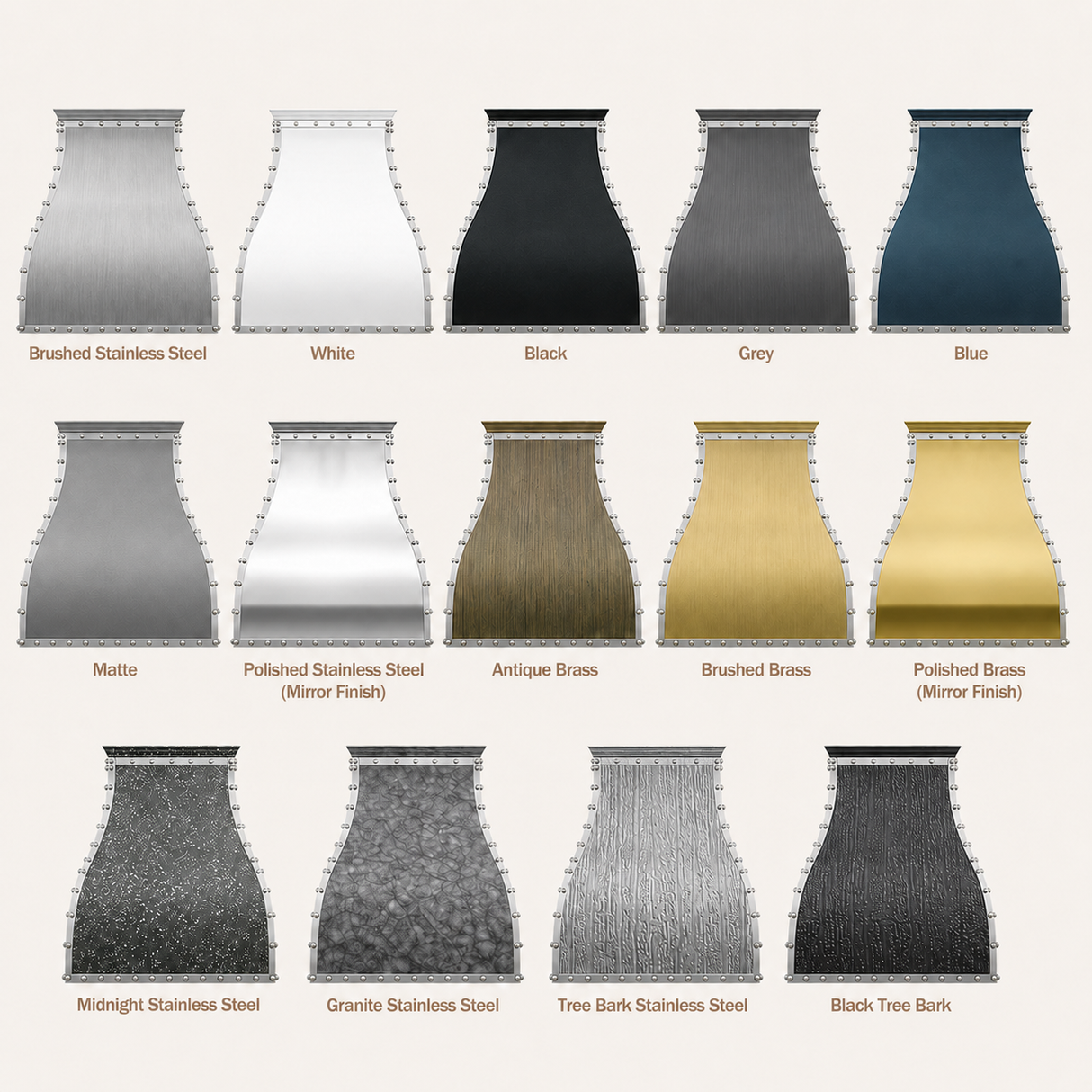 USA Black Stainless Steel Exhaust Hood with Artisan Rivets URHS-202
