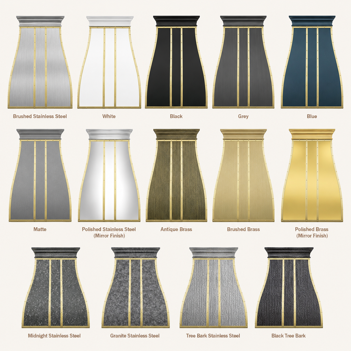 USA Bell Custom Kitchen Hood Stainless Steel with Brass Straps URHS-38