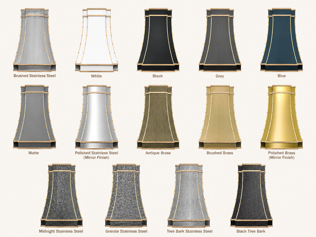 USA Stainless Steel Custom Black Kitchen Hood with Brass Decor URHS-70