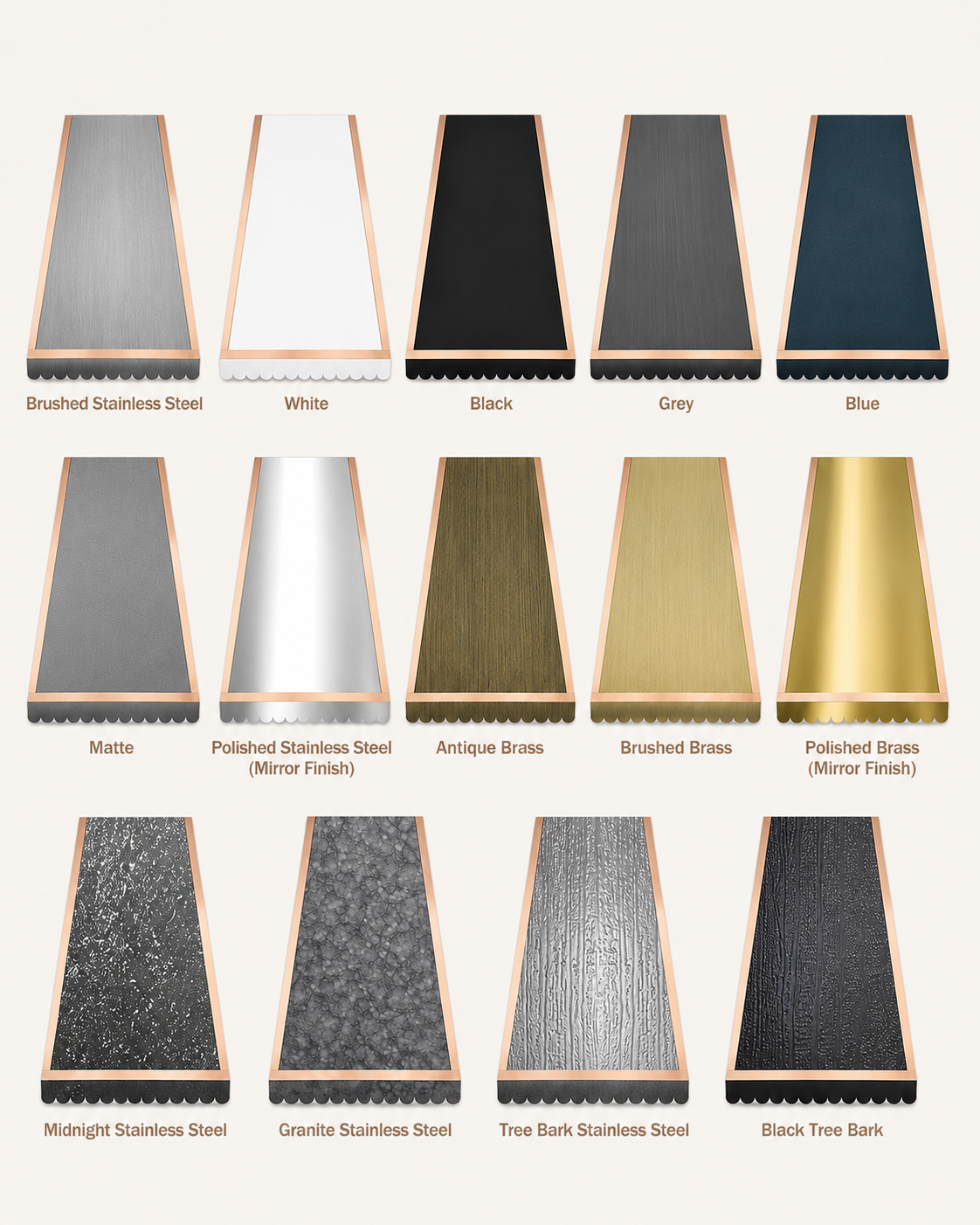 USA Scalloped Black Stainless-Steel Hood with Warm Copper Trim URHS-72
