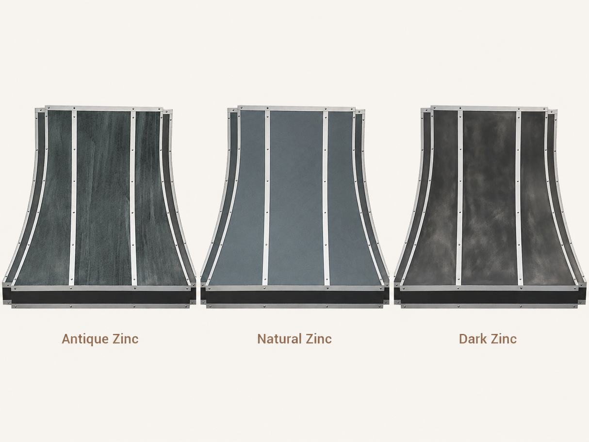 USA Zinc Custom Metal Range Hoods with Silver Straps URHZ-05
