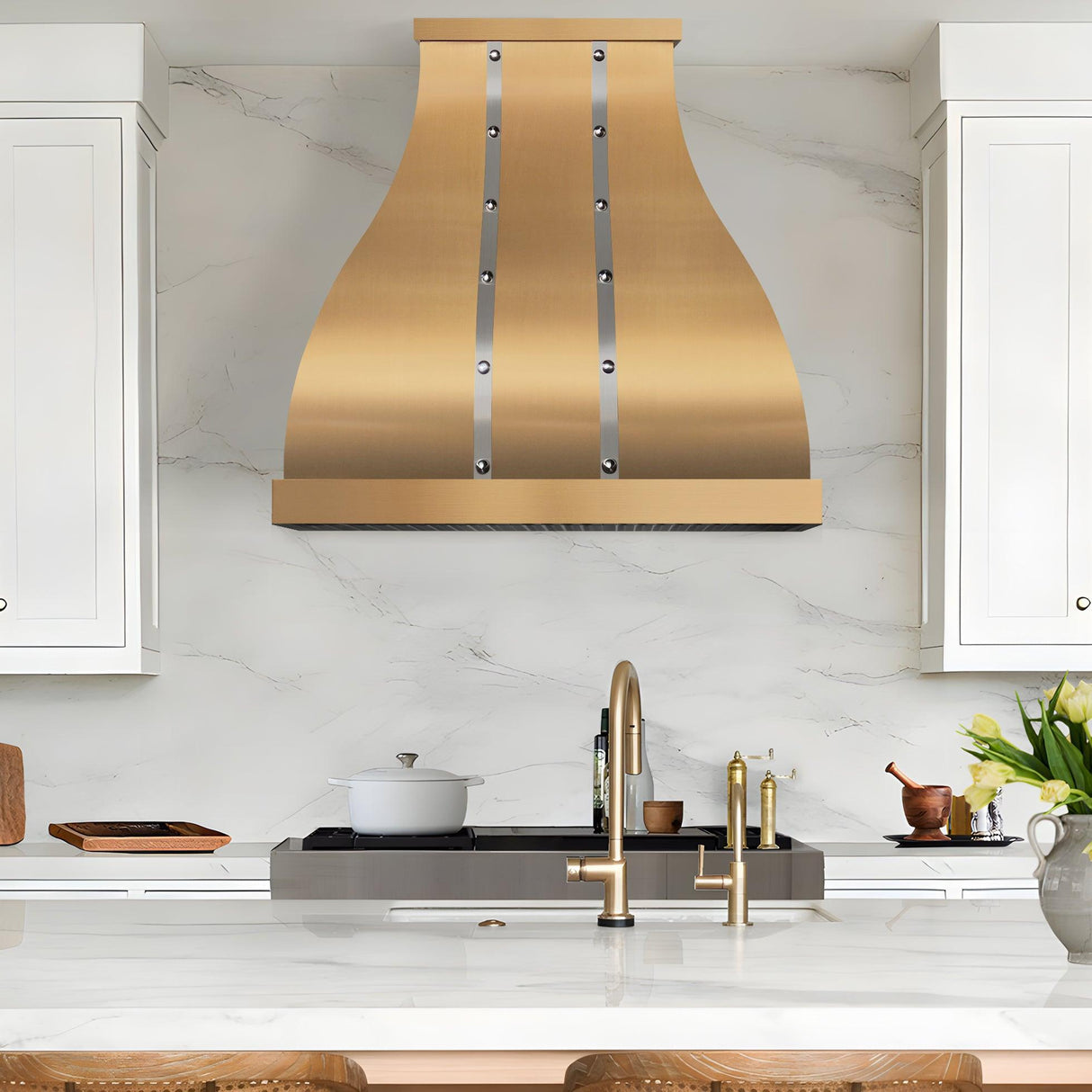 USA Artisan Custom Brass Wall Mount Range Hood URHB-50-Custom Brass Range Hood > Luxury Metal Hood > High-End Kitchen Vent Hood-USA Range Hood