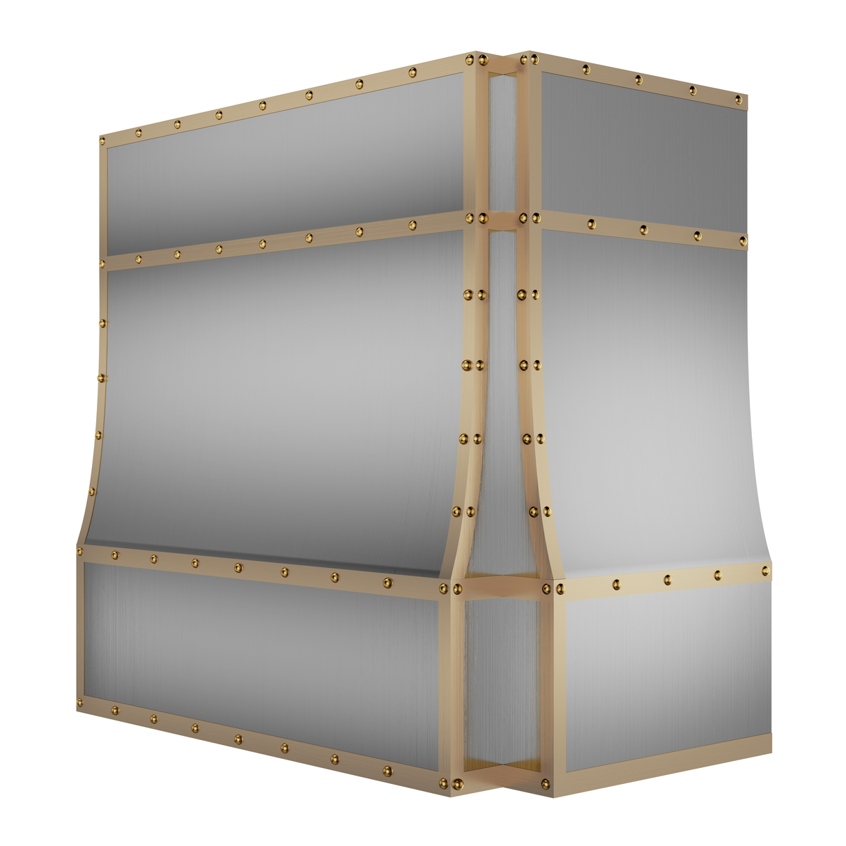 USA Artisan Custom Stainless Steel Range Hood with Brass Accent URHS-11-Custom Stainless Steel Range Hood > Luxury Kitchen Hood > High-End Metal Vent Hood-USA Range Hood