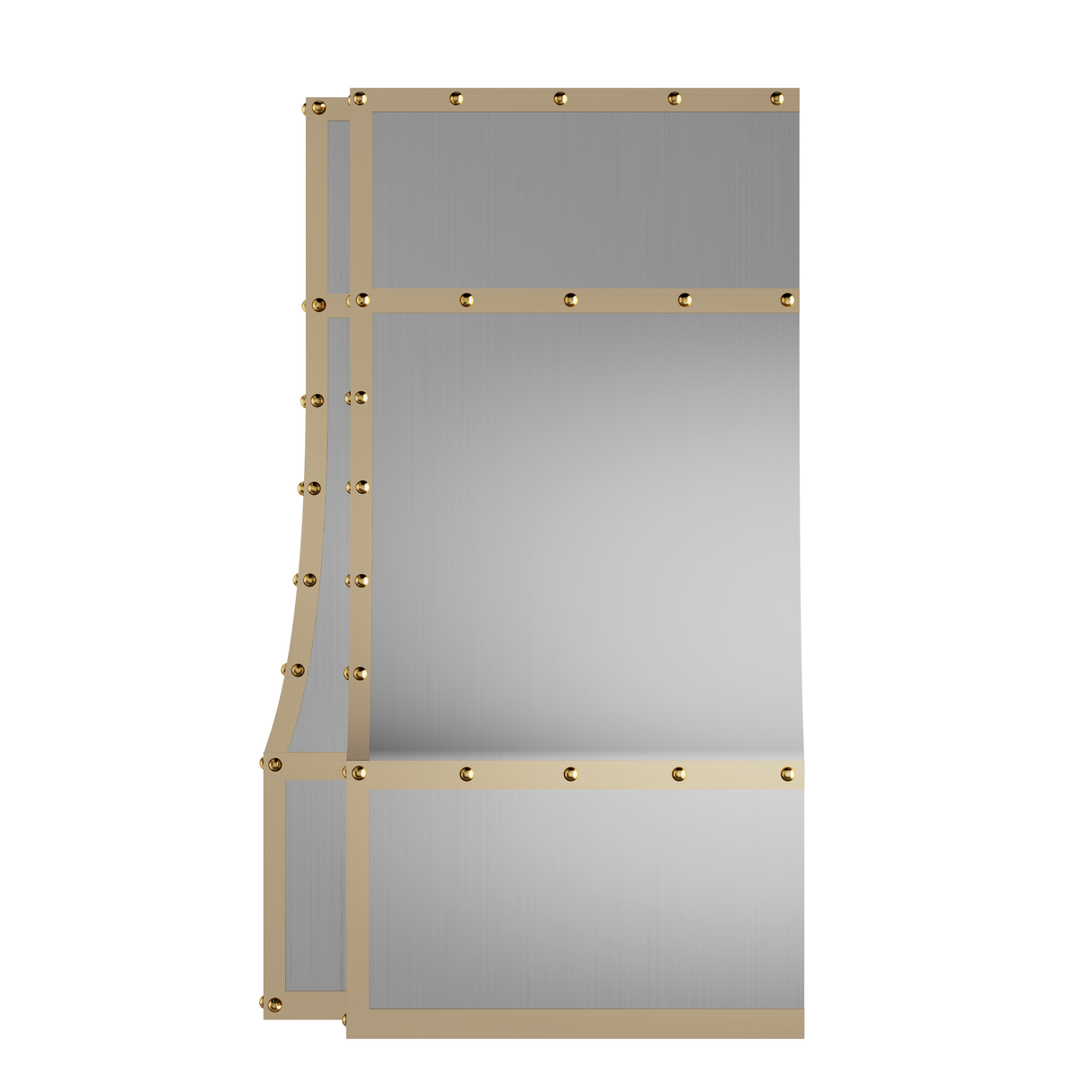 USA Artisan Custom Stainless Steel Range Hood with Brass Accent URHS-11-Custom Stainless Steel Range Hood > Luxury Kitchen Hood > High-End Metal Vent Hood-USA Range Hood