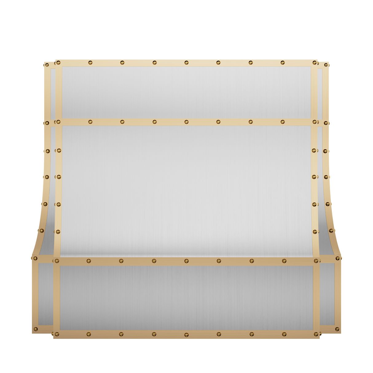 USA Artisan Custom Stainless Steel Range Hood with Brass Accent URHS-11-Custom Stainless Steel Range Hood > Luxury Kitchen Hood > High-End Metal Vent Hood-USA Range Hood
