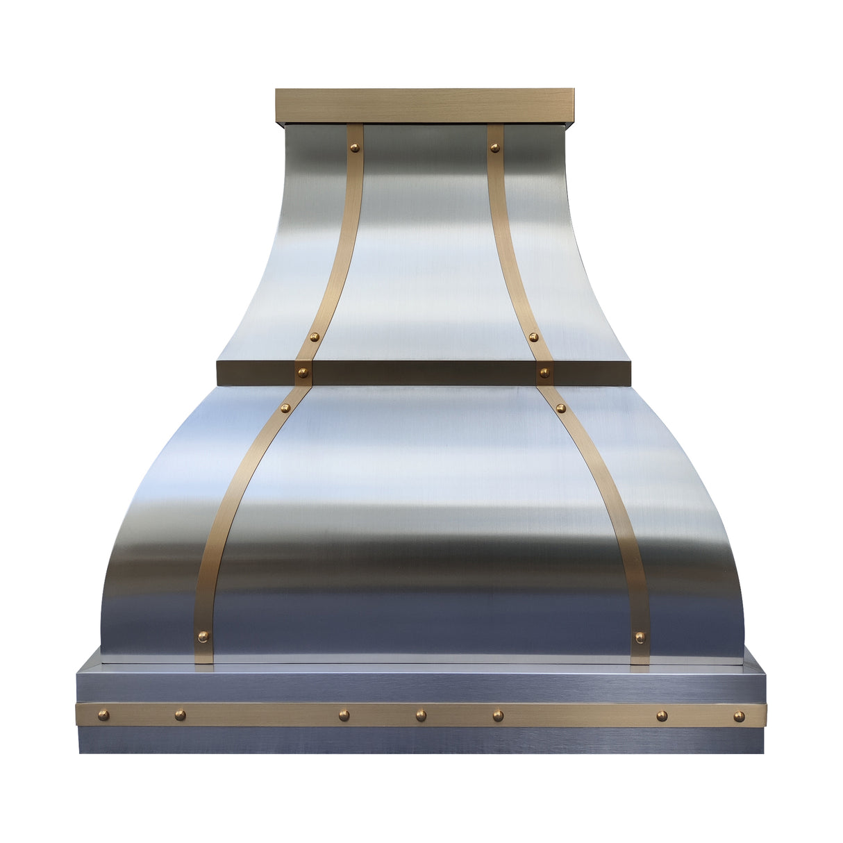 USA Bell Stainless Steel Range Hood with Brass Accents URHS-77-Custom Stainless Steel Range Hood > Luxury Kitchen Hood > High-End Metal Vent Hood-USA Range Hood