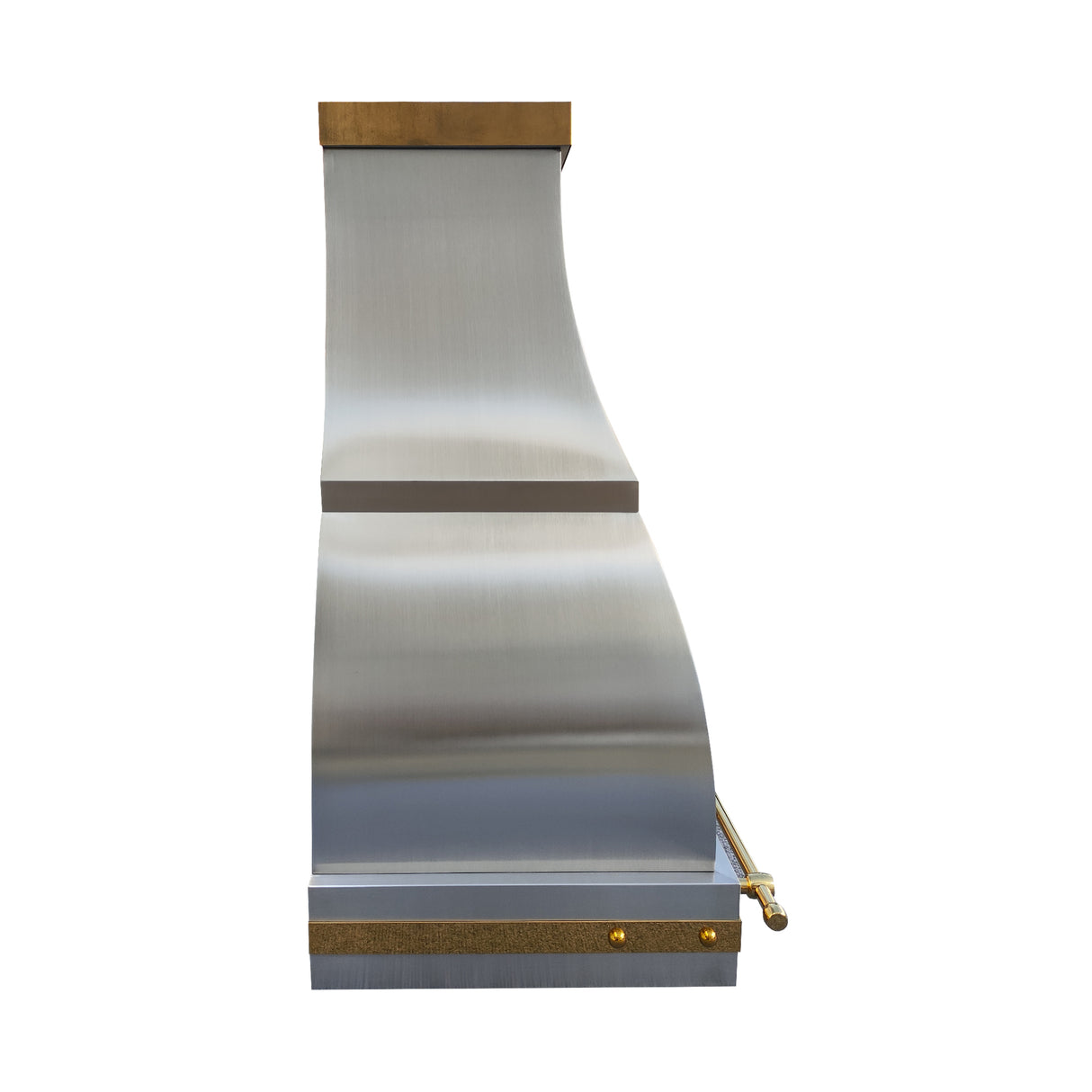 USA Bell Stainless Steel Range Hood with Polished Brass Accents URHS-101-Custom Stainless Steel Range Hood > Luxury Kitchen Hood > High-End Metal Vent Hood-USA Range Hood