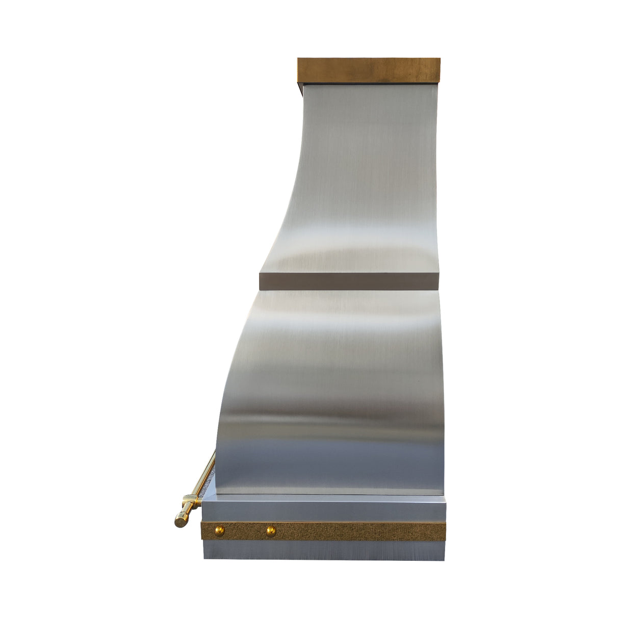 USA Bell Stainless Steel Range Hood with Polished Brass Accents URHS-101-Custom Stainless Steel Range Hood > Luxury Kitchen Hood > High-End Metal Vent Hood-USA Range Hood
