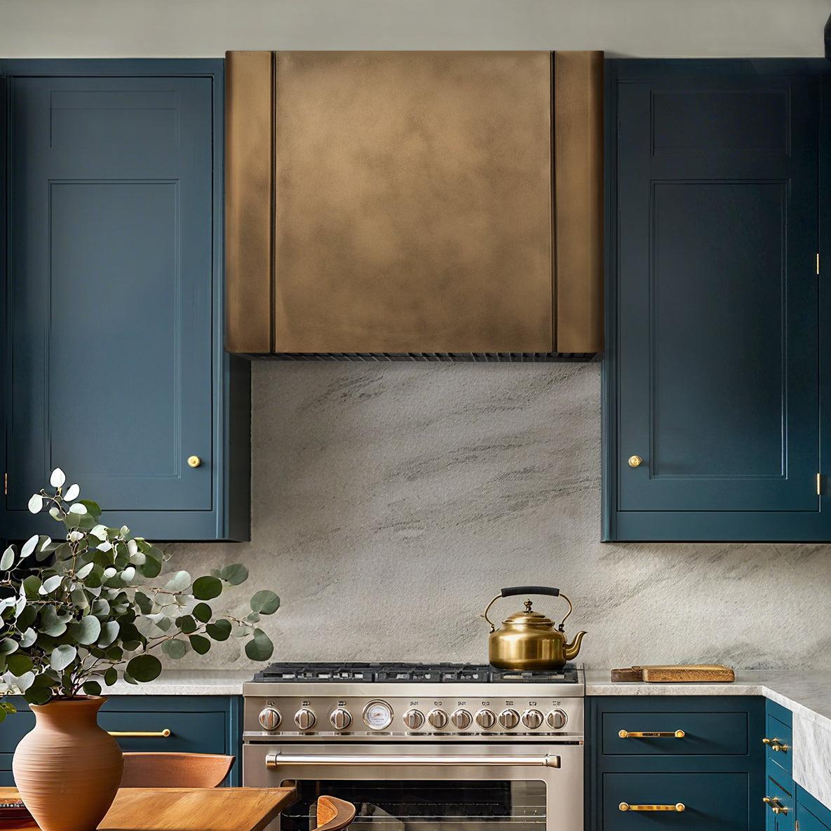 USA Box Custom Brass Range Hood with Non-direction Finish URHB-24-Custom Brass Range Hood > Luxury Metal Hood > High-End Kitchen Vent Hood-USA Range Hood