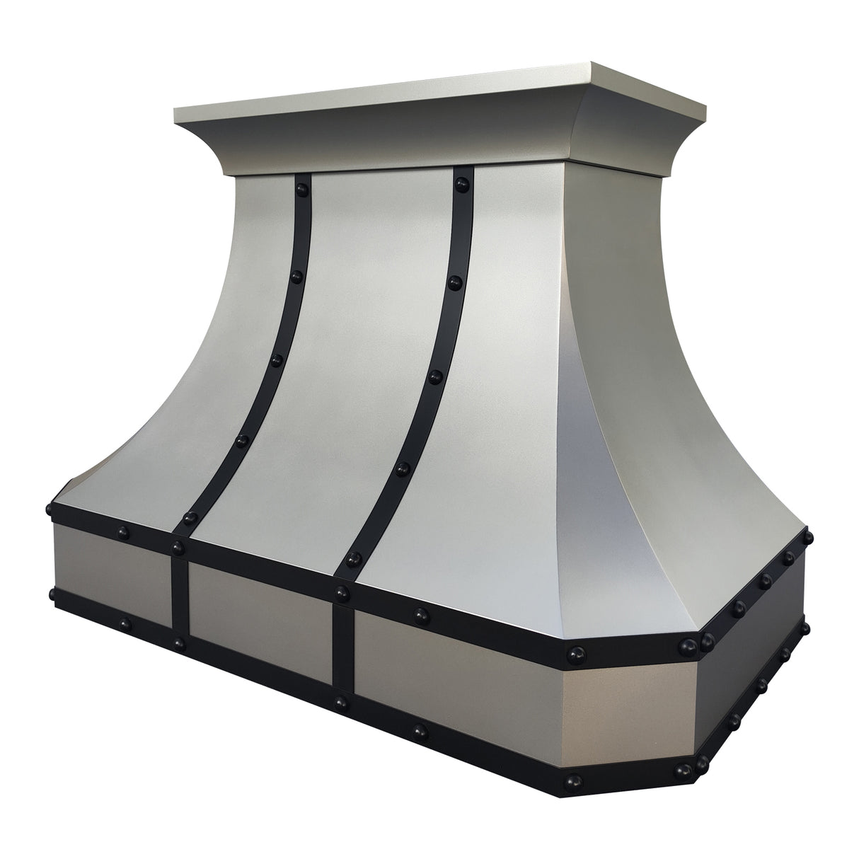 USA Brushed Stainless Steel Custom Range Hood with Black Accents URHS-82-Custom Stainless Steel Range Hood > Luxury Kitchen Hood > High-End Metal Vent Hood-USA Range Hood