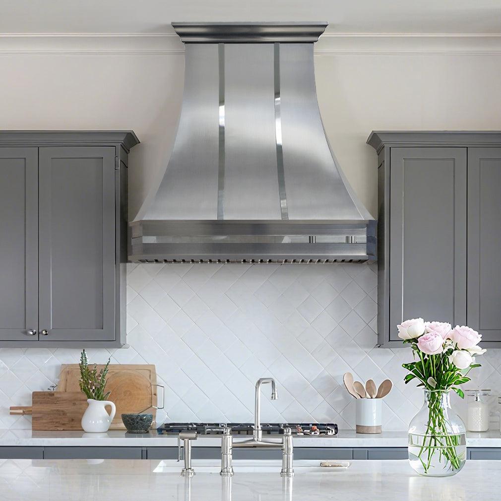 USA California Custom Stainless Steel Kitchen Hoods URHS-04-Custom Stainless Steel Range Hood > Luxury Kitchen Hood > High-End Metal Vent Hood-USA Range Hood