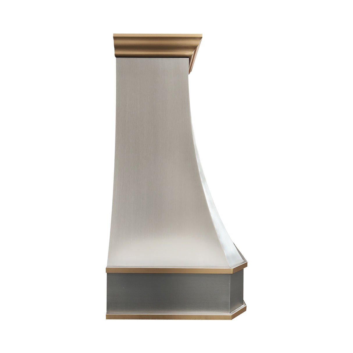 USA California Custom Steel Kitchen Range Hood with Brushed Brass Straps URHS-108-Custom Stainless Steel Range Hood > Luxury Kitchen Hood > High-End Metal Vent Hood-USA Range Hood