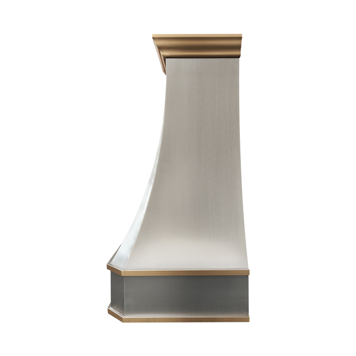 USA California Custom Steel Kitchen Range Hood with Brushed Brass Straps URHS-108-Custom Stainless Steel Range Hood > Luxury Kitchen Hood > High-End Metal Vent Hood-USA Range Hood
