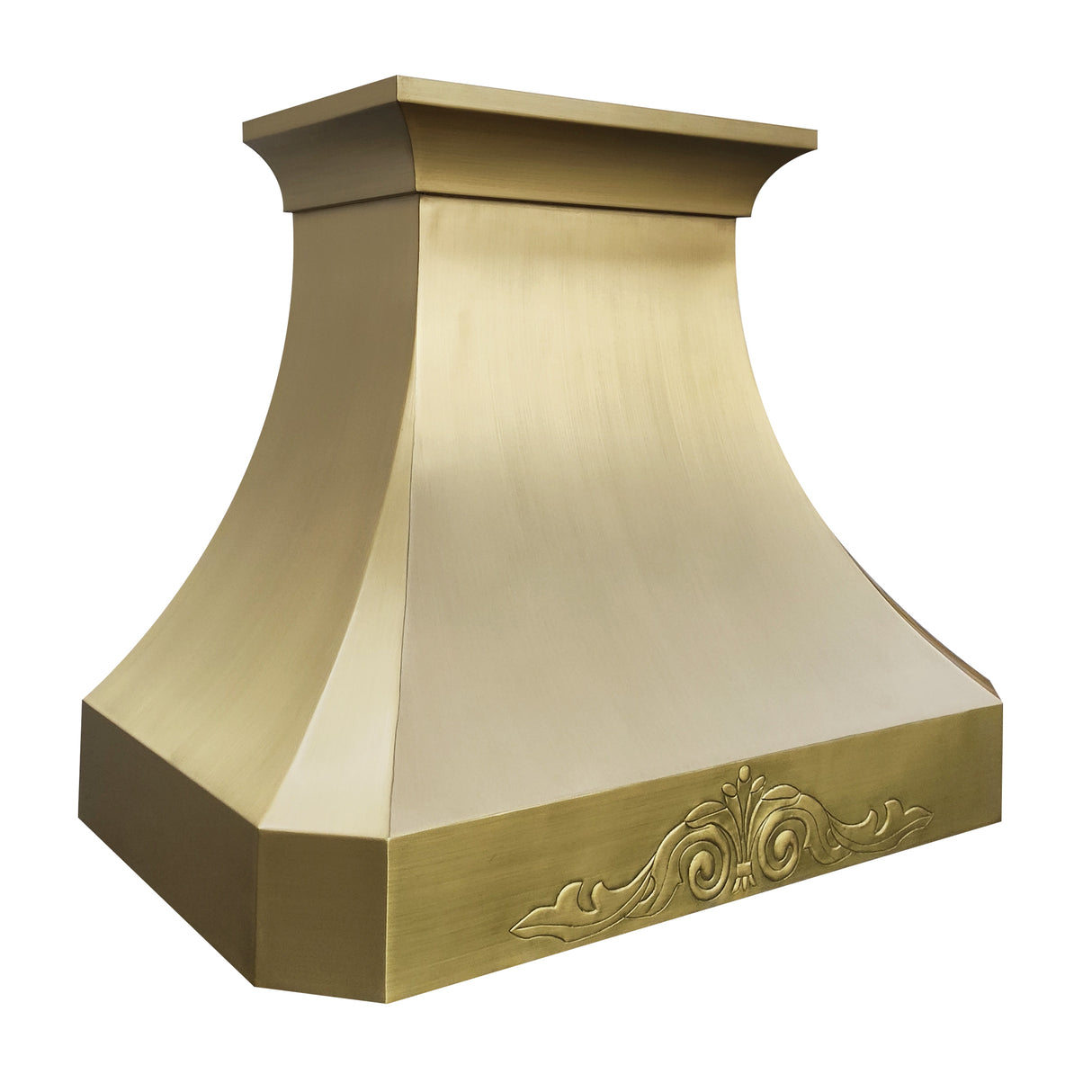 USA California Luxury Brass Range Hood with Decorative Pattern URHB-35-Custom Brass Range Hood > Luxury Metal Hood > High-End Kitchen Vent Hood-USA Range Hood