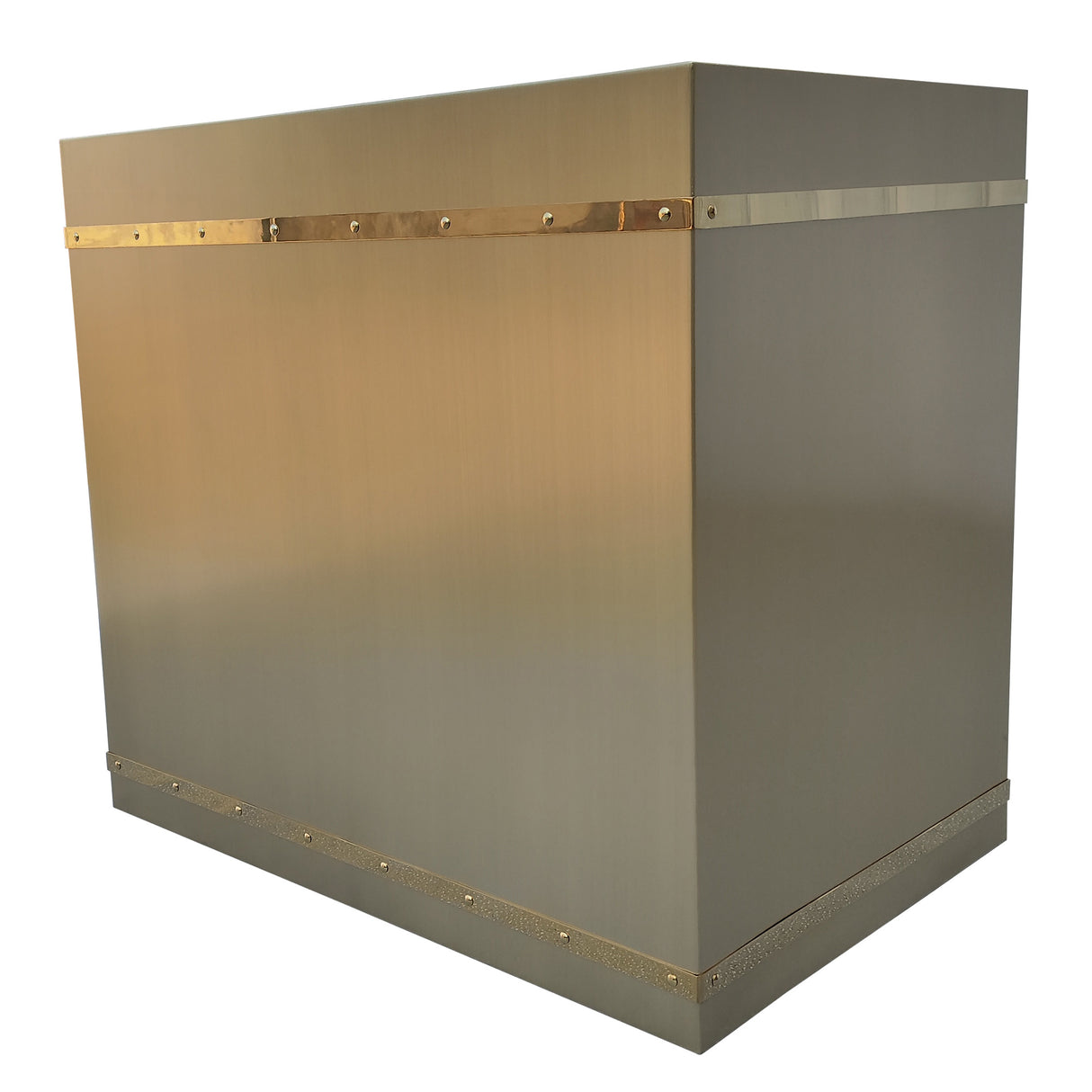 USA California Modern Brass Box Vent Hood with Straps URHB-15-Custom Brass Range Hood > Luxury Metal Hood > High-End Kitchen Vent Hood-USA Range Hood