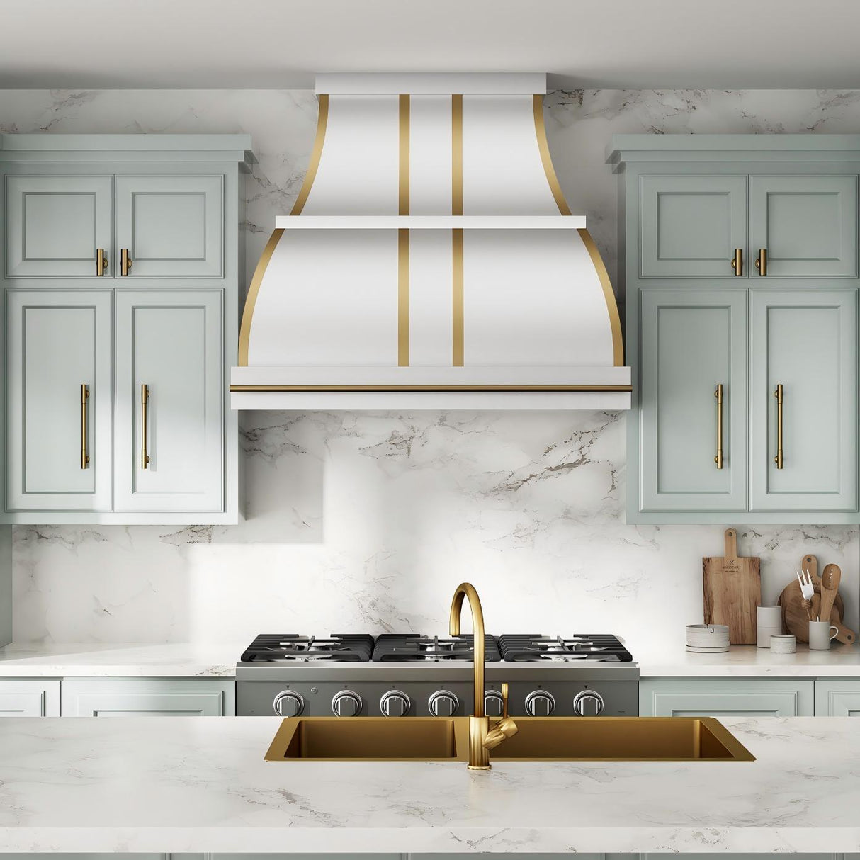 USA California White Stainless Steel Custom Range Hoods URHS-24-Custom Stainless Steel Range Hood > Luxury Kitchen Hood > High-End Metal Vent Hood-USA Range Hood