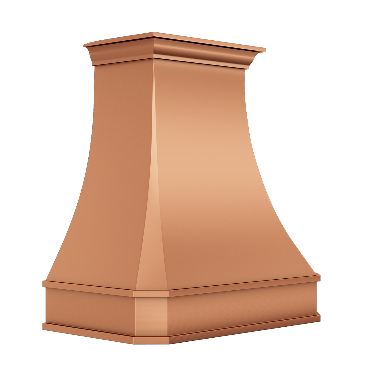 USA Classic Curved Copper Kitchen Range Hood in Natural Warm Finish URHC-57-Custom Copper Range Hood > Luxury Metal Hood > High-End Kitchen Vent Hood-USA Range Hood