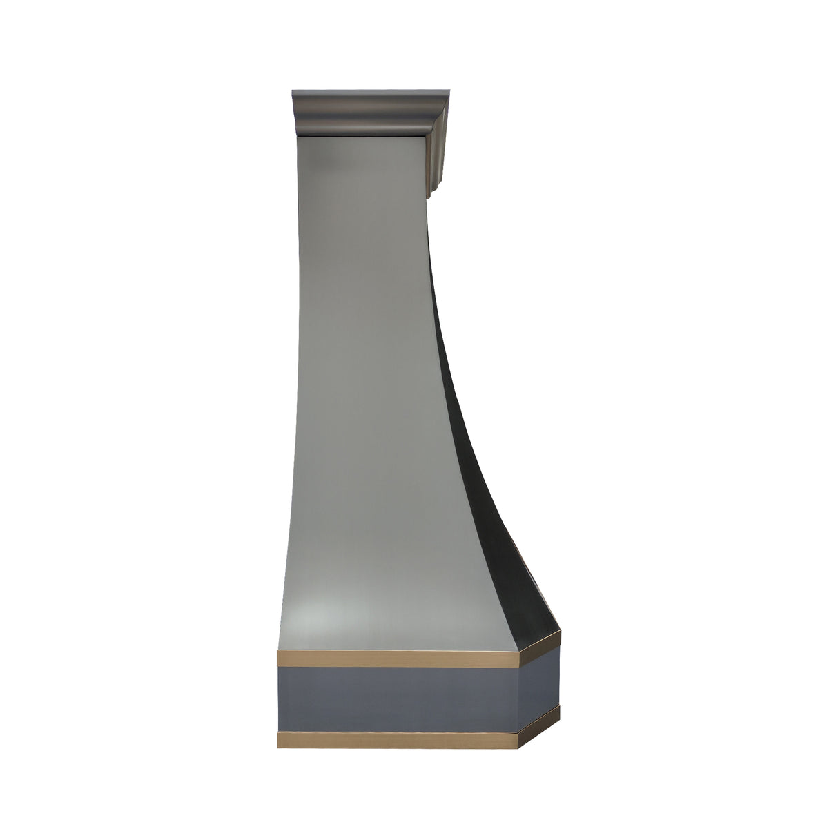 USA Classic Stainless Steel Custom Range Hood with Brushed Brass Trim URHS-105-Custom Stainless Steel Range Hood > Luxury Kitchen Hood > High-End Metal Vent Hood-USA Range Hood