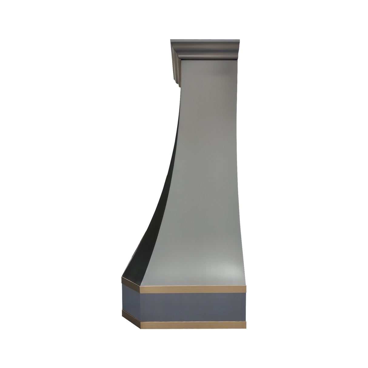 USA Classic Stainless Steel Custom Range Hood with Brushed Brass Trim URHS-105-Custom Stainless Steel Range Hood > Luxury Kitchen Hood > High-End Metal Vent Hood-USA Range Hood