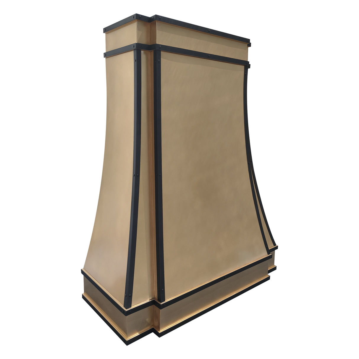 USA Custom Brass Kitchen Vent Hoods with Black Straps URHB-36-Custom Brass Range Hood > Luxury Metal Hood > High-End Kitchen Vent Hood-USA Range Hood