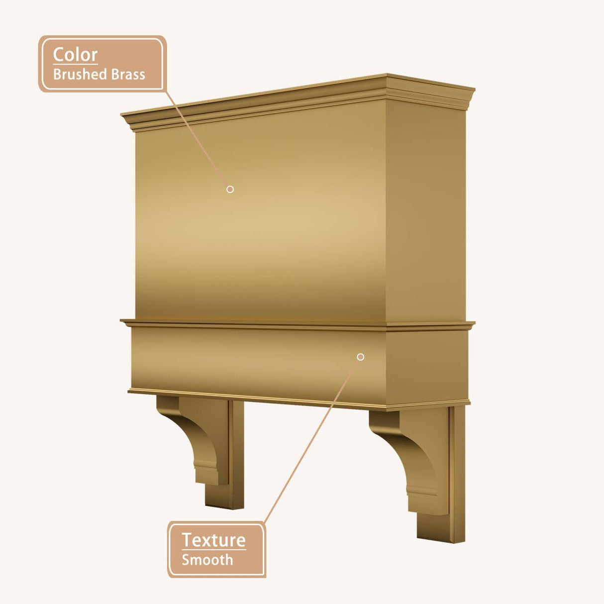 USA Custom Brass Range Hood with Artisan Shelf URHB-32-Custom Brass Range Hood > Luxury Metal Hood > High-End Kitchen Vent Hood-USA Range Hood