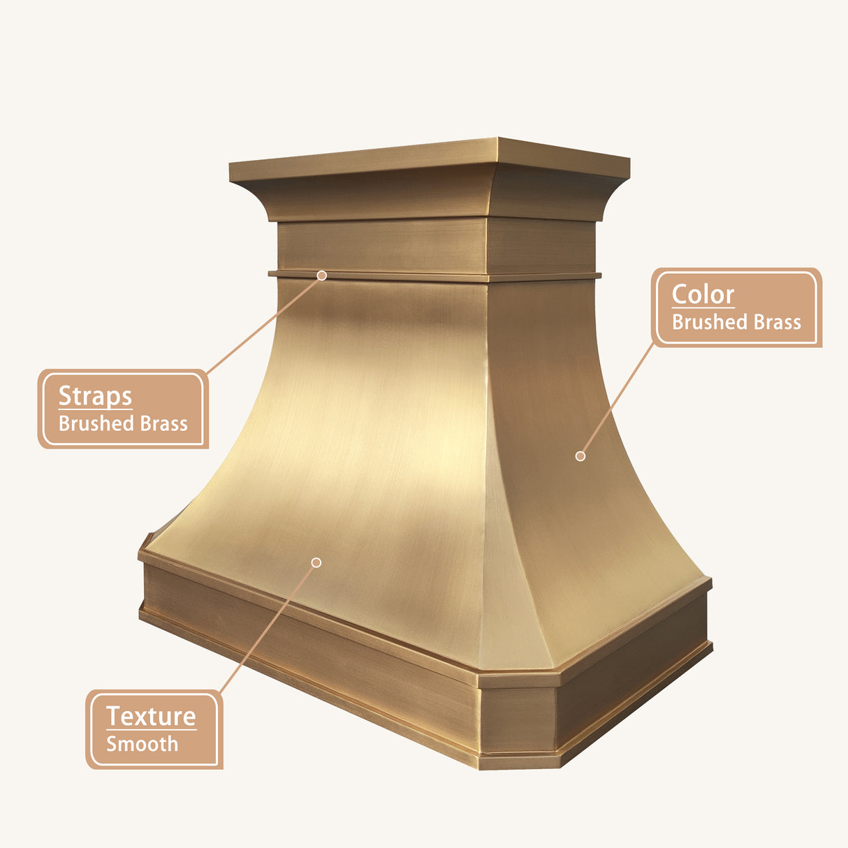USA Custom Brushed Brass Range Hood URHB-22-Custom Brass Range Hood > Luxury Metal Hood > High-End Kitchen Vent Hood-USA Range Hood