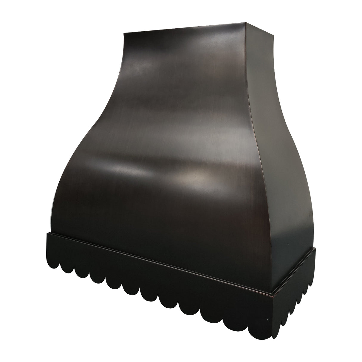 USA Custom Dark Antique Copper Exhaust Hood with Scalloped Apron URHC-52-Custom Copper Range Hood > Luxury Metal Hood > High-End Kitchen Vent Hood-USA Range Hood