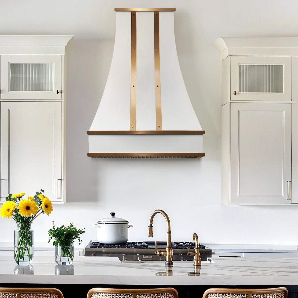 USA Custom Stainless Steel Luxury Kitchen Hood with Brass Straps and R ...