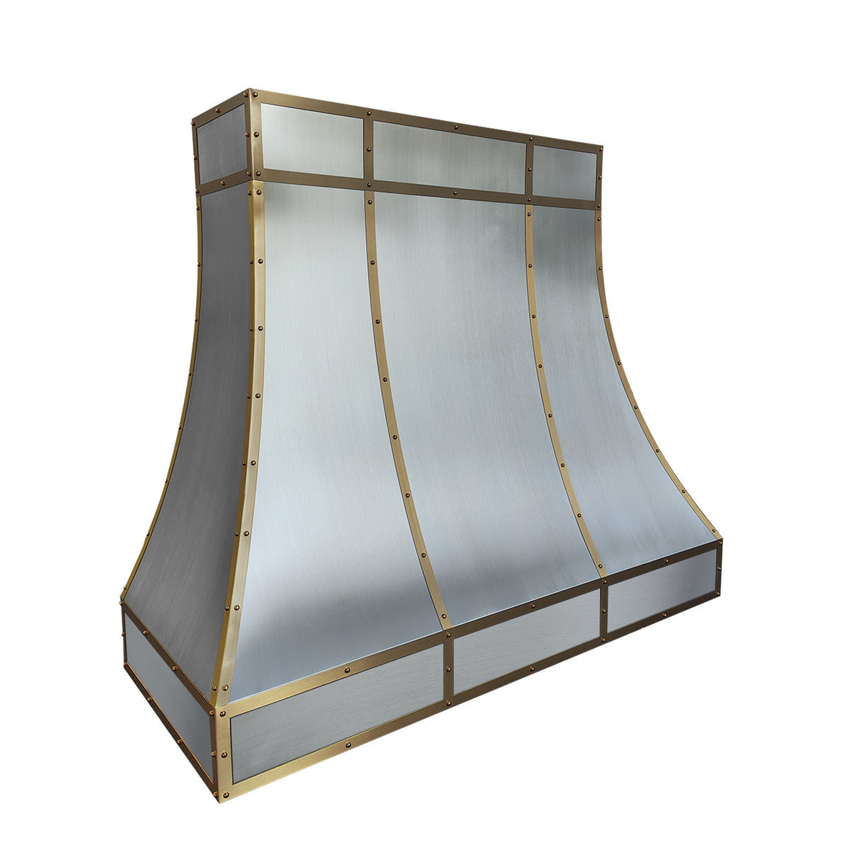 USA Designed Stainless Steel Custom Range Hood with Wrapped Brass Strap URHS-83-Custom Stainless Steel Range Hood > Luxury Kitchen Hood > High-End Metal Vent Hood-USA Range Hood